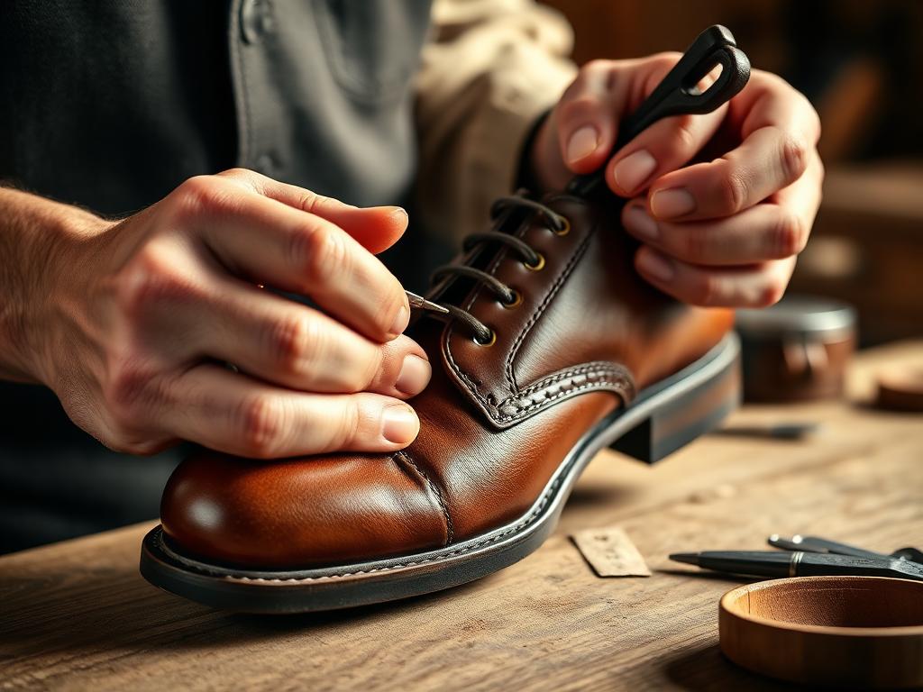 Schuhreparatur in der Werkstatt