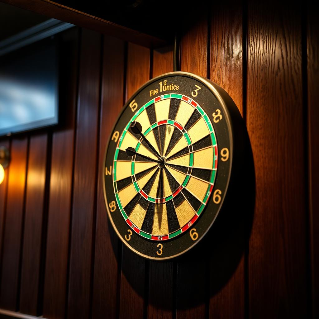 Dartscheibe an Holzwand