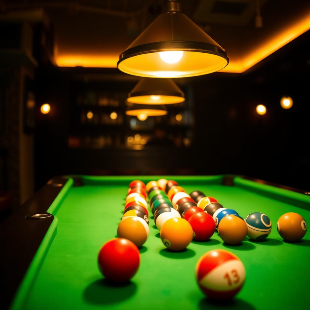 Pool-Tisch mit Billardkugeln